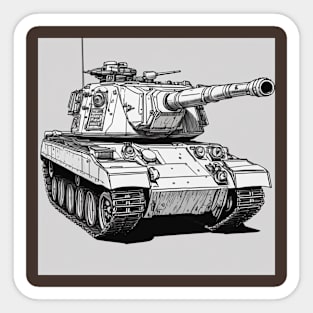 Black and white tank illustration Sticker